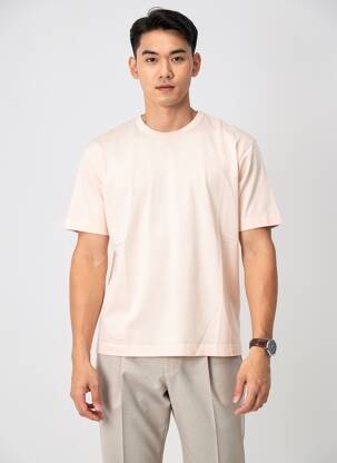 Tricou croială cambrată mâneci scurte roz WOOL & CO bărbat