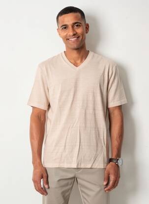 Tricou croială cambrată mâneci scurte bej WOOL & CO bărbat
