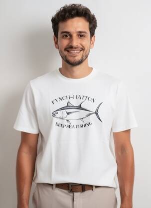 Tricou croială cambrată mâneci scurte alb FYNCH-HATTON bărbat