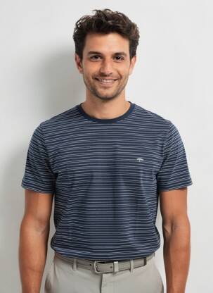 Tricou broderie mâneci scurte albastru FYNCH-HATTON bărbat
