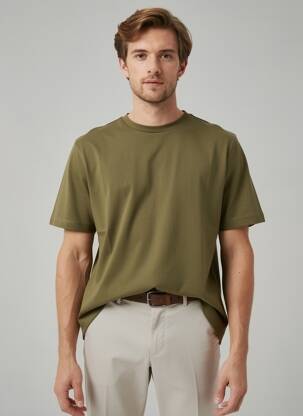 Tricou broderie mâneci scurte verde FYNCH-HATTON bărbat
