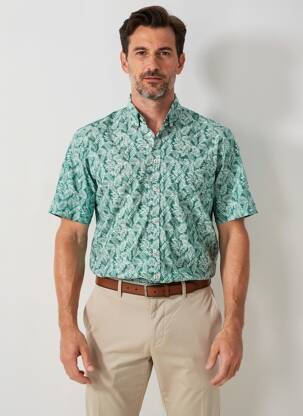 Cămașă cu mâneci scurte imprimeu tie and dye verde FYNCH-HATTON bărbat
