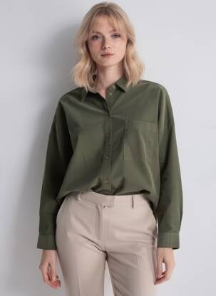 Cămașă croială cambrată mâneci lungi verde CAMEL ACTIVE femeie