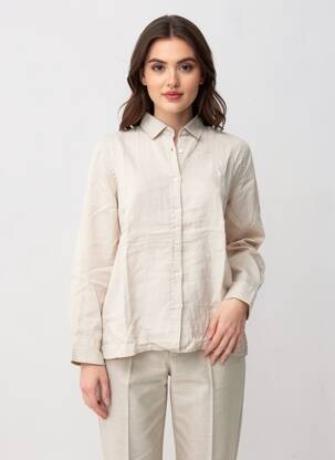 Cămașă țesătură crep mâneci lungi bej U.S. POLO ASSN femeie