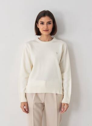 Pulover țesătură melanj mâneci lungi bej U.S. POLO ASSN femeie