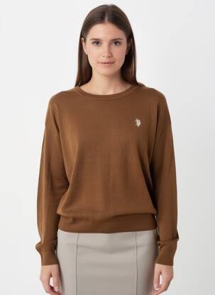 Pulover elasticitate mâneci lungi maro U.S. POLO ASSN femeie