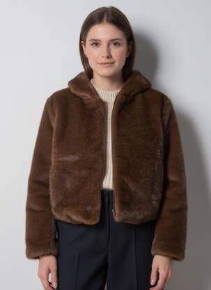 Palton scurt glugă cu glugă maro H&M femeie