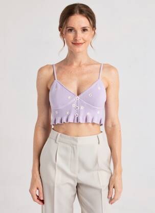 Top elasticitate bretele subțiri violet FOR LOVE & LEMONS femeie