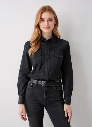 Cămașă croială cambrată mâneci lungi negru DIESEL femeie