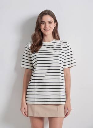 Tricou croială dreaptă mâneci scurte bej ZARA femeie