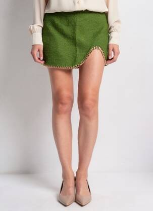 Fustă scurtă croială dreaptă verde ZARA femeie