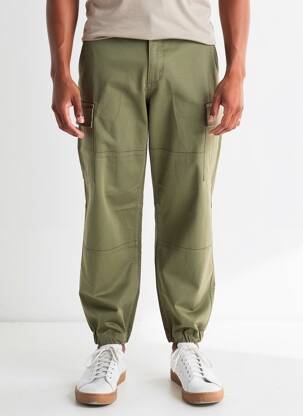 Pantalon cargo strânsă pe partea de jos mărime normală verde JACK & JONES bărbat