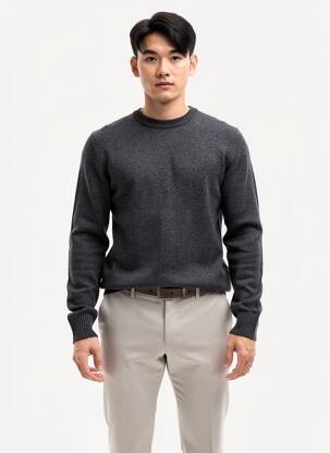 Pulover elasticitate mâneci lungi gri JACK & JONES bărbat