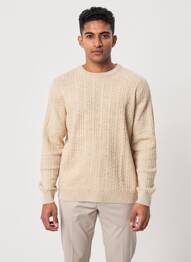 Pulover tricot împletit mâneci lungi bej JACK & JONES bărbat