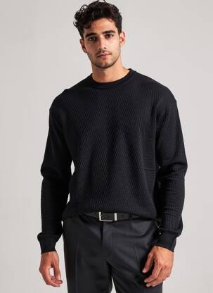 Pulover elasticitate mâneci lungi negru JACK & JONES bărbat