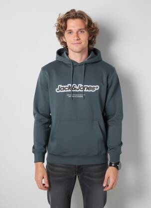 Hanorac cu glugă țesătură jersey mâneci lungi verde JACK & JONES bărbat