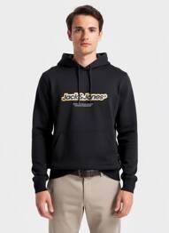 Hanorac cu glugă țesătură jersey mâneci lungi negru JACK & JONES bărbat