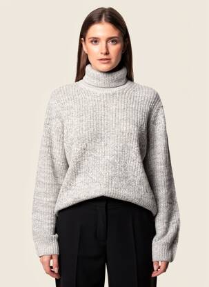 Pulover cu guler înalt țesătură melanj mâneci lungi gri JACK & JONES femeie