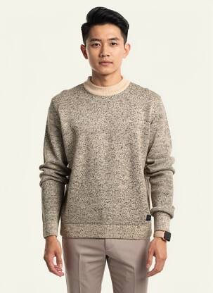 Pulover elasticitate mâneci lungi bej JACK & JONES bărbat