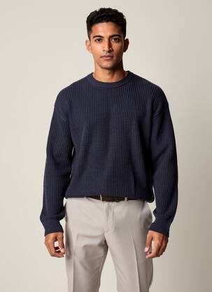 Pulover elasticitate mâneci lungi albastru JACK & JONES bărbat