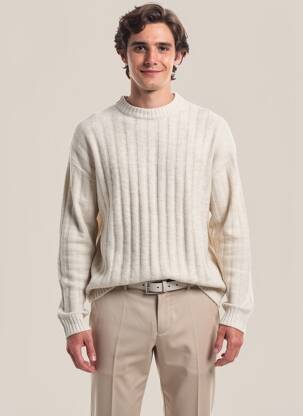 Pulover elasticitate mâneci lungi bej JACK & JONES bărbat