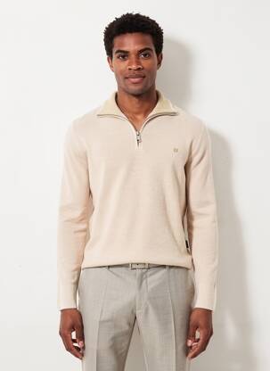 Pulover elasticitate mâneci lungi bej JACK & JONES bărbat