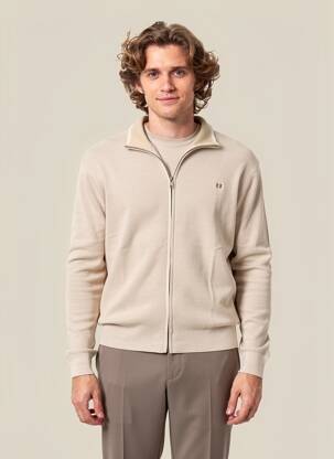 Vestă cu mâneci lungi plasă fină bej JACK & JONES bărbat