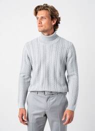 Pulover cu guler înalt elasticitate mâneci lungi gri JACK & JONES bărbat