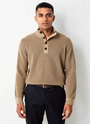Pulover elasticitate mâneci lungi bej JACK & JONES bărbat