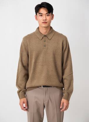 Pulover guler polo mâneci lungi maro JACK & JONES bărbat