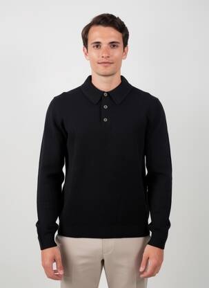 Pulover guler polo mâneci lungi negru JACK & JONES bărbat