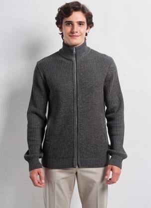 Vestă cu mâneci lungi țesătură melanj gri JACK & JONES bărbat