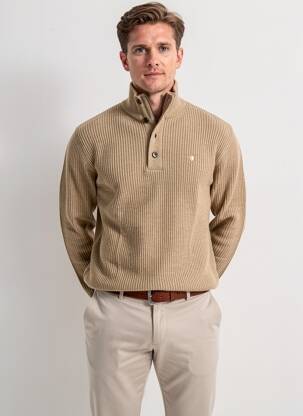 Pulover elasticitate mâneci lungi bej JACK & JONES bărbat