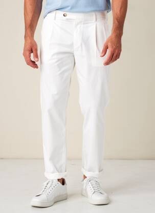 Pantalon chino țesătură poplin mărime normală alb BARMAS bărbat