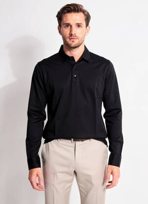 Polo mâneci lungi mâneci lungi negru DESOTO bărbat
