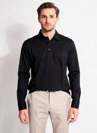 Polo mâneci lungi mâneci lungi negru DESOTO bărbat