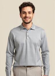 Polo țesătură melanj mâneci lungi gri DESOTO bărbat