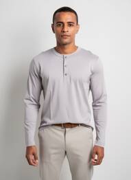Tricou guler tunisian mâneci lungi gri DESOTO bărbat