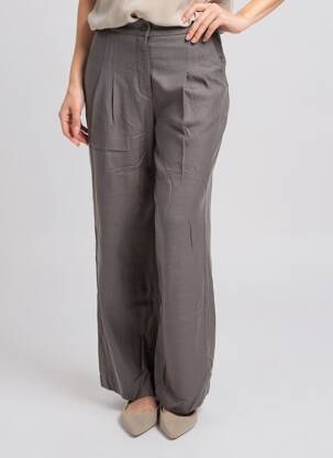 Pantalon larg țesătură poplin talie înaltă gri COUTURIST femeie