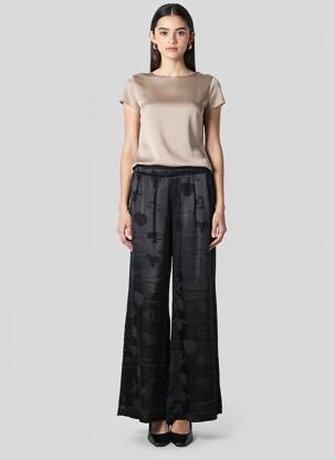 Pantalon larg croială fluidă mărime normală negru MAT. femeie