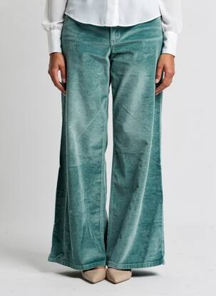 Pantalon larg închidere cu fermoar sub clapetă cu nasturi mărime normală verde COUTURIST femeie