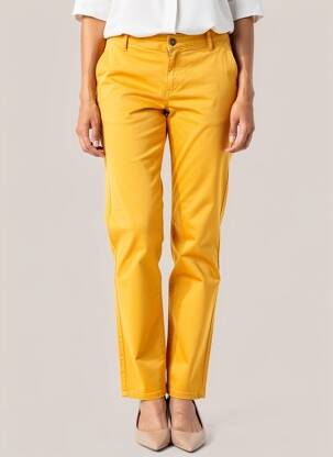 Pantalon chino țesătură poplin mărime normală portocalie COUTURIST femeie