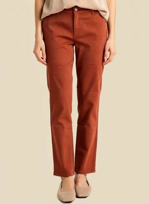 Pantalon chino țesătură poplin mărime normală portocalie COUTURIST femeie