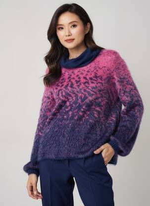 Pulover elasticitate mâneci lungi albastru MARBLE femeie