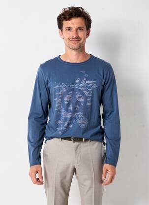 Tricou croială dreaptă mâneci lungi albastru LOVE MOSCHINO bărbat
