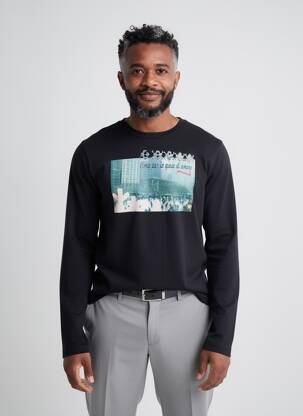 Tricou croială dreaptă mâneci lungi negru NANI BON bărbat
