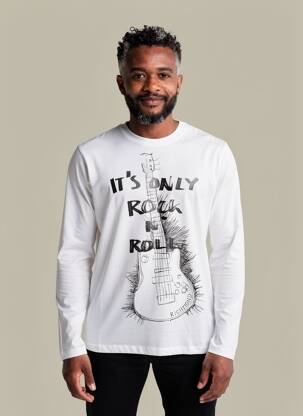 Tricou croială dreaptă mâneci lungi alb RICHMOND bărbat