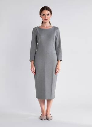 Rochie midi mâneci lungi mâneci lungi gri YAYA femeie