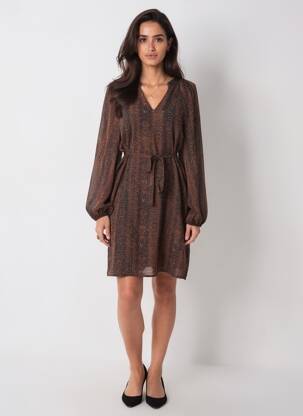 Rochie scurtă mâneci lungi mâneci lungi maro ICHI femeie