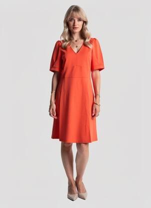 Rochie midi mâneci scurte mâneci scurte portocalie ICHI femeie